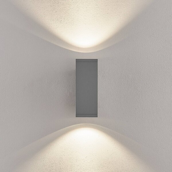 Deko-Light LED vonkajšie nástenné svietidlo ShoreLine Pro Square up/down, svetlošedá, Hliník / sivá / zinok, Hliník, Moderný, Nástenné svietidlo