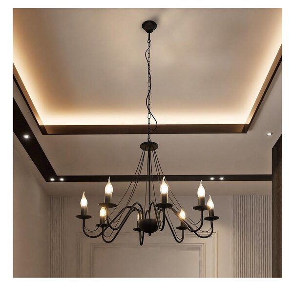 Luster na reťazi MALBO 8xE14/10W/230V čierny