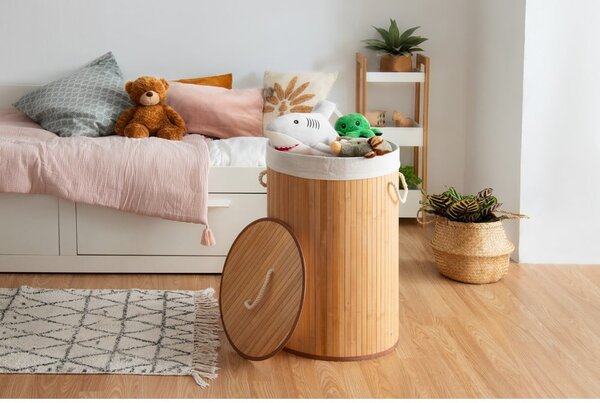 Okrúhly bambusový kôš na bielizeň Compactor Round