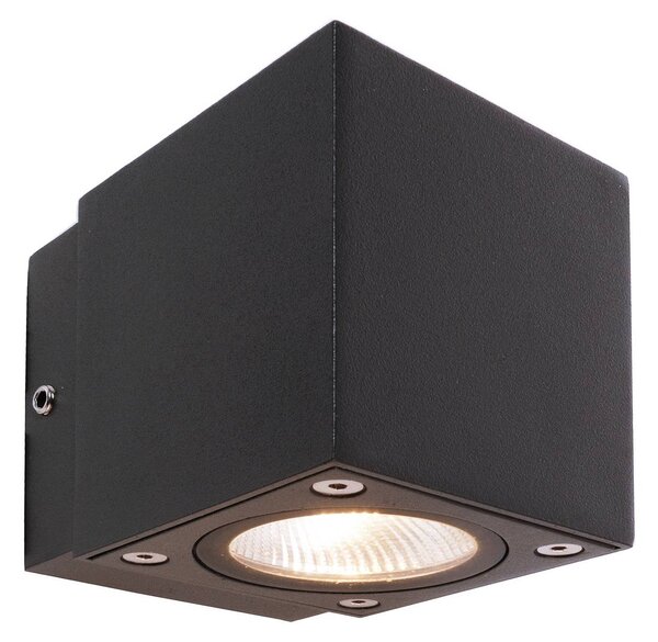 LED vonkajšie nástenné svietidlo Cubodo Single Mini, hliník, tmavošedá, Čierna, Hliník, Moderný, Nástenné svietidlo