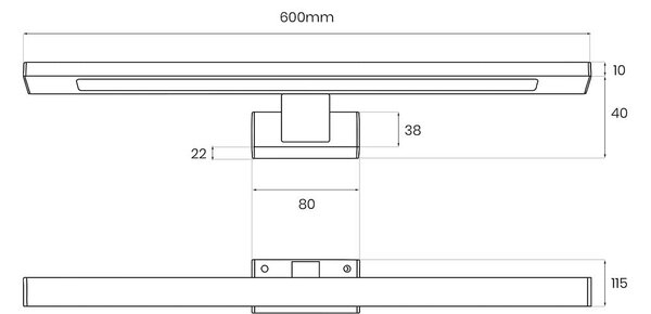 Nástenné LED svietidlo Shine1, 1x LED 13,8w, 4000k, (60 cm), c