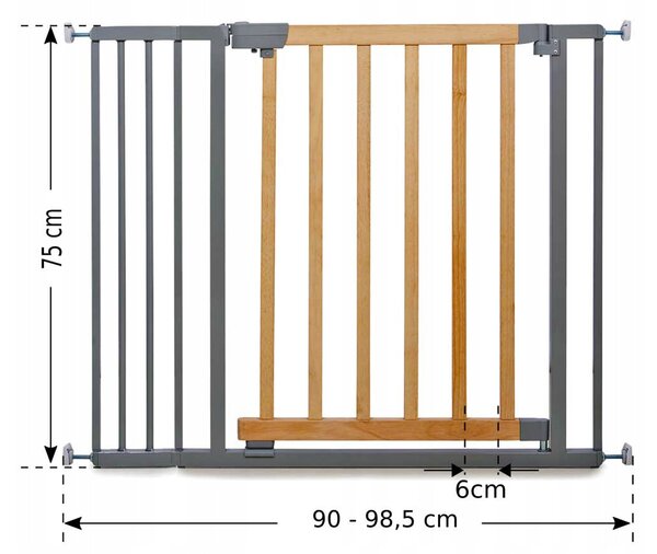 Zábrana na dvere, schody Woods 73-98,5 cm biela+drevo
