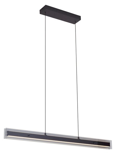 Moderné závesné svietidlo čierne s dymovým sklom vrátane LED Easylift - Catch