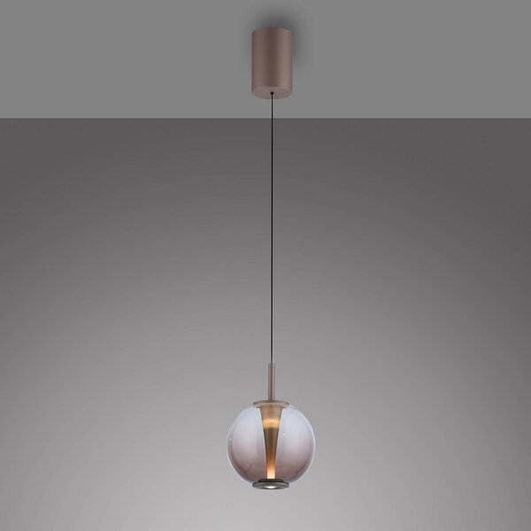 PURE LED závesné svietidlo Infinity, bronzová/jantárová, Ø 18 cm,, Hnedá / staromosadz, Obývacia izba / jedáleň, Sklo, Závesné svietidlo