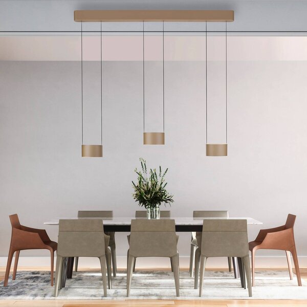 PURE LED závesné svietidlo Clipse, bronzová, dĺžka 110 cm, CTT, 6-pl, Hnedá / staromosadz, Obývacia izba / jedáleň, kov, Moderný, Závesné svietidlo