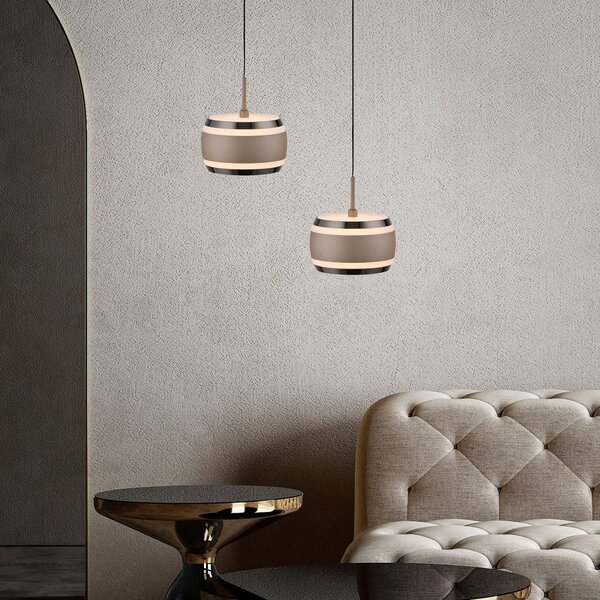 PURE LED závesné svietidlo Falling Rings, bronzová Ø 13 cm,, Hnedá / staromosadz, Obývacia izba / jedáleň, kov, Moderný, Závesné svietidlo