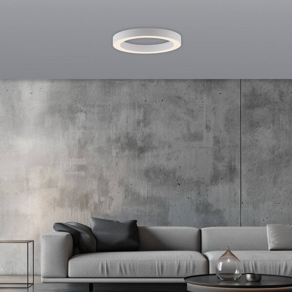 PURE stropné LED svetlo Lines, Ø 35 cm, biele,, Biela / opálová, Obývacia izba / jedáleň, Hliník, Moderný, Závesné svietidlo