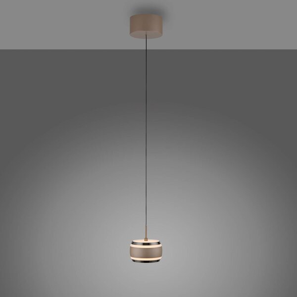 PURE LED závesné svietidlo Falling Rings, bronzová Ø 13 cm,, Hnedá / staromosadz, Obývacia izba / jedáleň, kov, Moderný, Závesné svietidlo