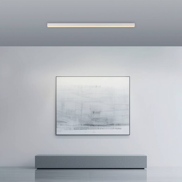 PURE stropné LED svetlo Lines, biele, 110 cm, diaľkové ovládanie, Biela / opálová, Obývacia izba / jedáleň, Hliník, Moderný, Stropné svetlo