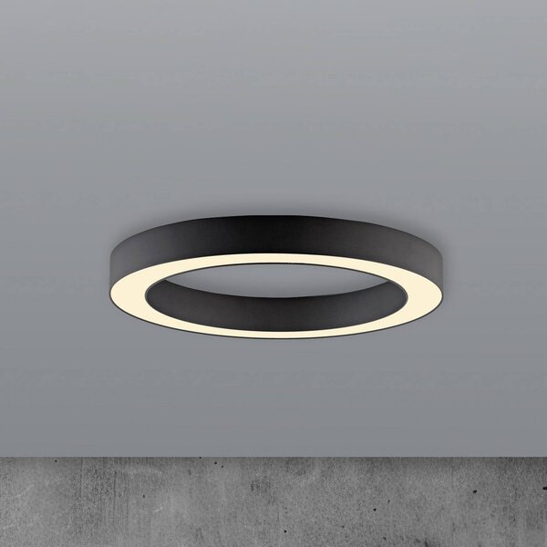 PURE stropné LED svetlo Lines, Ø 35 cm, grafit, diaľkové ovládanie, Čierna, Obývacia izba / jedáleň, Hliník, Moderný, Závesné svietidlo