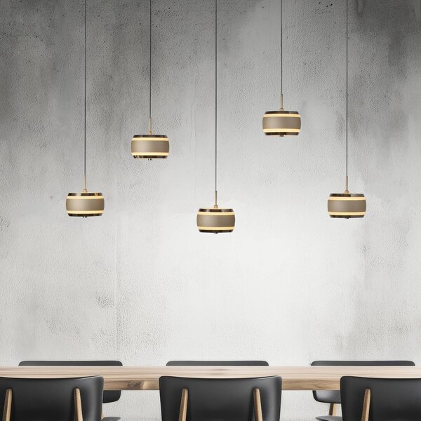 PURE LED závesné svietidlo Falling Rings, bronzová dĺžka 101 cm 5-pl., Hnedá / staromosadz, Obývacia izba / jedáleň, kov, Moderný, Závesné svietidlo