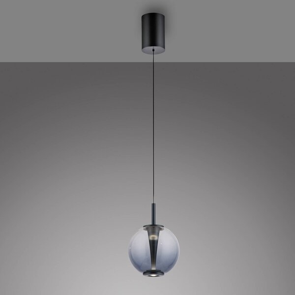 PURE LED závesné svietidlo Infinity, sivá/dymovo sivá, Ø 18 cm,, Hliník / sivá / zinok, Obývacia izba / jedáleň, Sklo, Závesné svietidlo