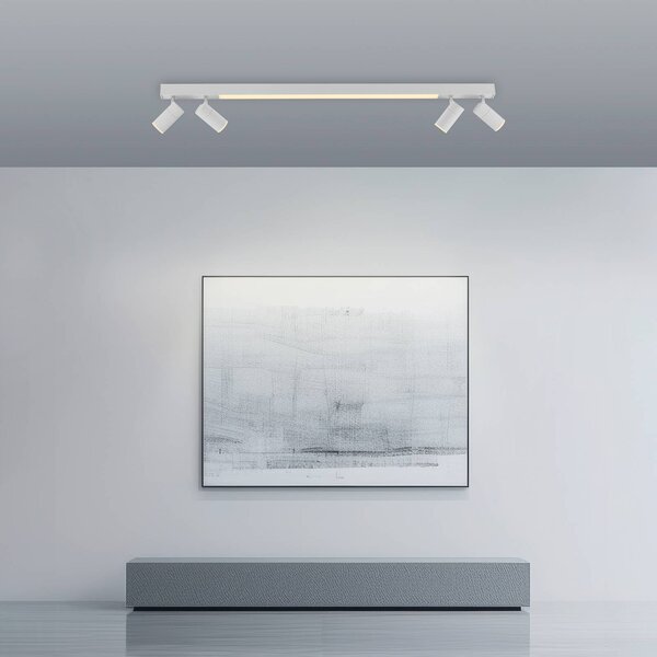 Stropné LED svetlo PURE Lines, 120 cm, biele, diaľkové ovládanie, Biela / opálová, Obývacia izba / jedáleň, kov, Moderný, Stropné svetlo