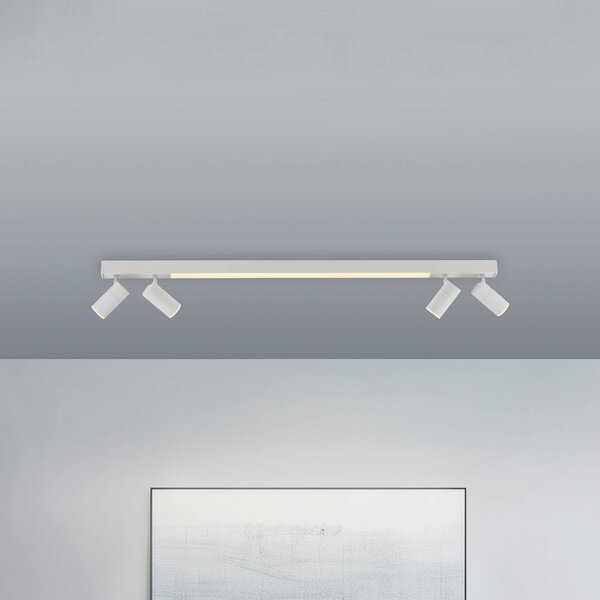 Stropné LED svetlo PURE Lines, 120 cm, biele, diaľkové ovládanie, Biela / opálová, Obývacia izba / jedáleň, kov, Moderný, Stropné svetlo