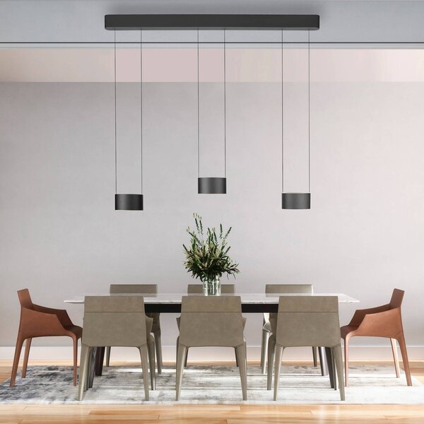 PURE LED závesné svietidlo Clipse, sivá, dĺžka 110 cm, CTT, 6-pl., Hliník / sivá / zinok, Obývacia izba / jedáleň, kov, Moderný, Závesné svietidlo