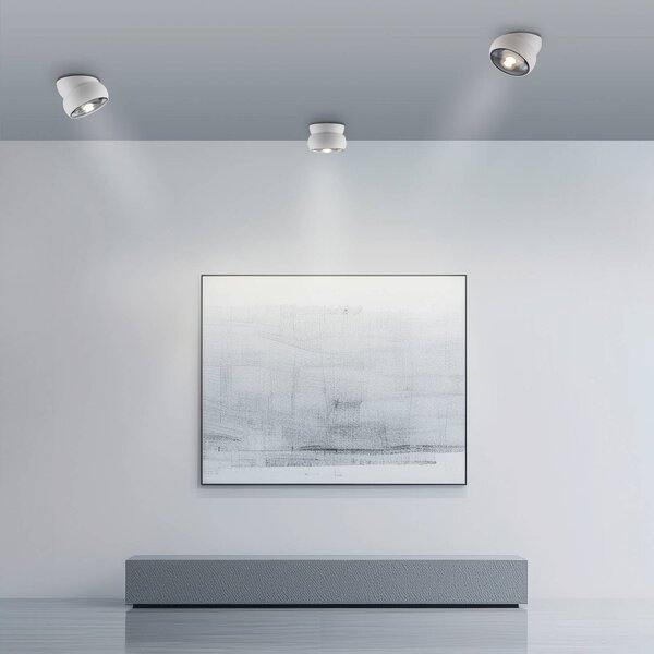 PURE LED stropné bodové svetlá Move, biely, Ø 12 cm, kov/sklo, Biela / opálová, Obývacia izba / jedáleň, kov, Moderný