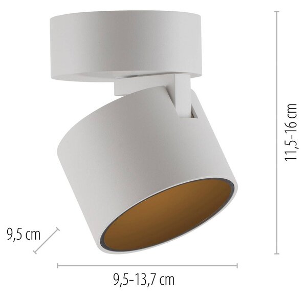 PURE LED stropné bodové svetlá Cup, biely, Ø 9,5 cm, kov, Biela / opálová, Obývacia izba / jedáleň, kov, Moderný