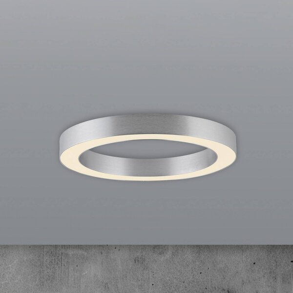 PURE stropné LED svetlo Lines, Ø 35 cm, strieborná farba,, Chrómová / strieborná, Obývacia izba / jedáleň, Hliník, Moderný, Závesné svietidlo