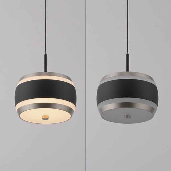 PURE LED závesné svietidlo Falling Rings, čierna, Ø 13 cm,, Čierna, Obývacia izba / jedáleň, kov, Moderný, Závesné svietidlo