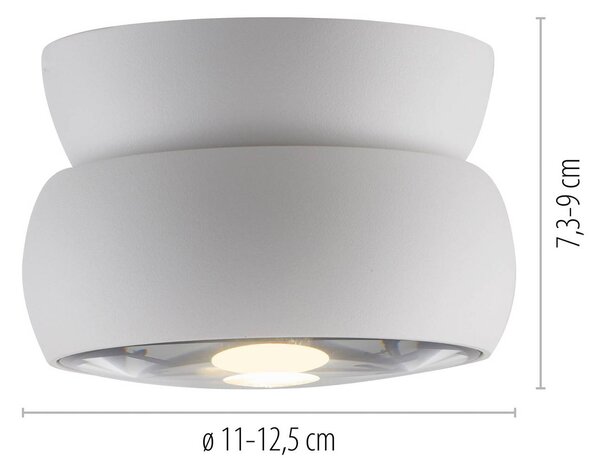 PURE LED stropné bodové svetlá Move, biely, Ø 12 cm, kov/sklo, Biela / opálová, Obývacia izba / jedáleň, kov, Moderný