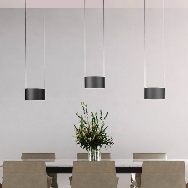 PURE LED závesné svietidlo Clipse, sivá, dĺžka 110 cm, CTT, 6-pl., Hliník / sivá / zinok, Obývacia izba / jedáleň, kov, Moderný, Závesné svietidlo