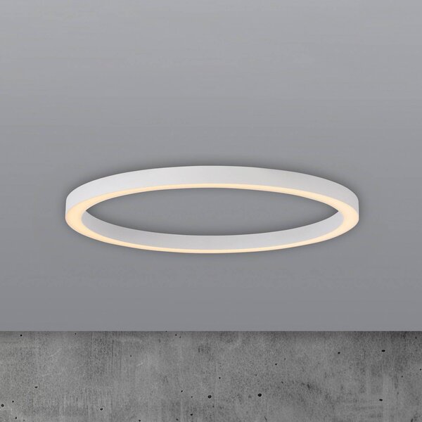 PURE stropné LED svetlo Lines, Ø 70 cm, biele, diaľkové ovládanie, Biela / opálová, Obývacia izba / jedáleň, Hliník, Moderný, Závesné svietidlo