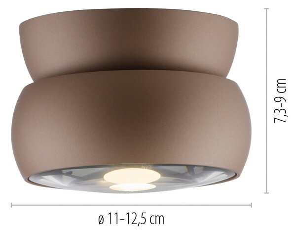 PURE LED stropné bodové svetlá Move, Ø 12 cm, bronzová farba, kov/sklo, Hnedá / staromosadz, Obývacia izba / jedáleň, kov, Moderný