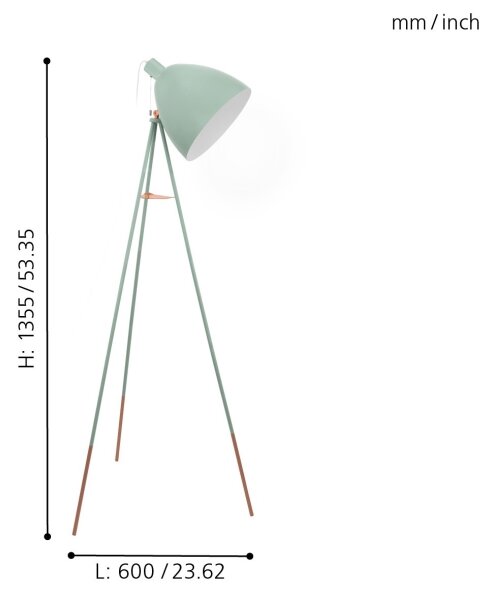 Eglo 49342 - Stojacia lampa DUNDEE 1xE27/60W/230V