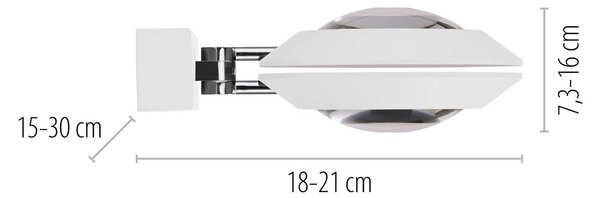 PURE LED nástenné svetlo Oculis, biela, 30 cm, železo/sklo, 2-pl., Biela / opálová, Obývacia izba / jedáleň, Moderný, Nástenné svietidlo