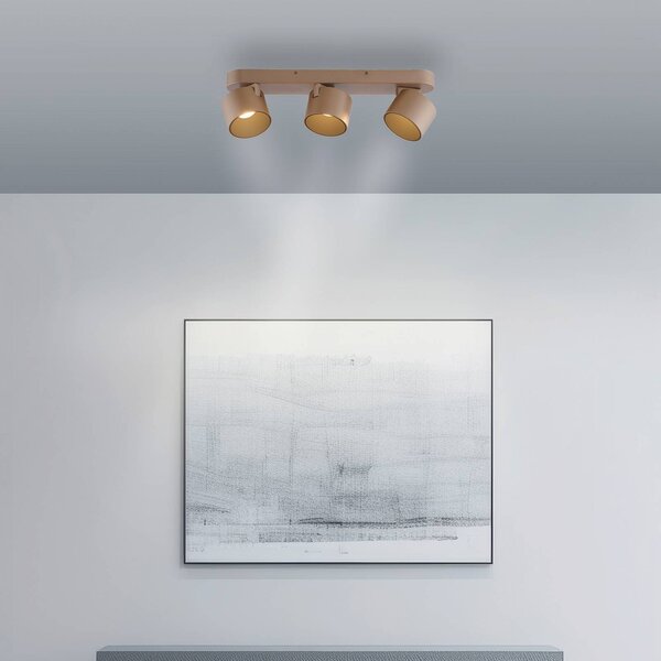 PURE LED stropné bodové svetlá Cup, bronzová farba, 56 cm, kov, 3-pl., Hnedá / staromosadz, Obývacia izba / jedáleň, kov, Moderný, Stropné svetlo