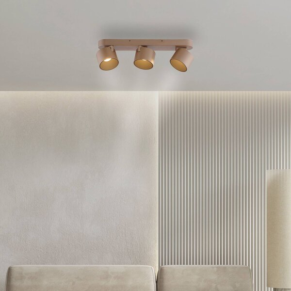 PURE LED stropné bodové svetlá Cup, bronzová farba, 56 cm, kov, 3-pl., Hnedá / staromosadz, Obývacia izba / jedáleň, kov, Moderný, Stropné svetlo