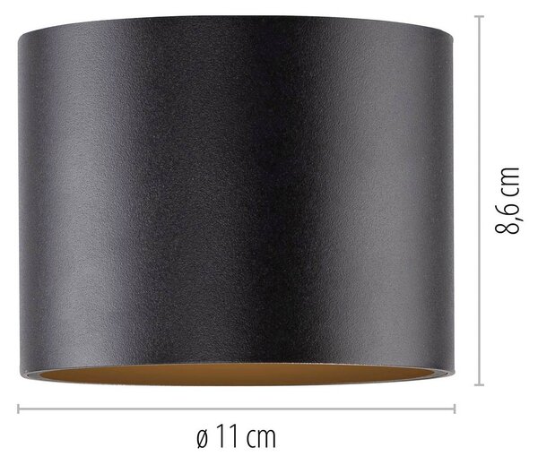 PURE stropné LED svetlo do kúpeľne Point, čierne, Ø 18 cm, IP44, Čierna, Kúpeľňa, kov, Moderný, Závesné svietidlo