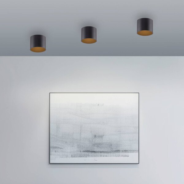 PURE stropné LED svetlo do kúpeľne Point, čierne, Ø 18 cm, IP44, Čierna, Kúpeľňa, kov, Moderný, Závesné svietidlo