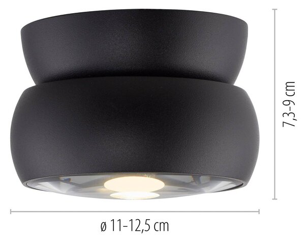 PURE LED stropné bodové svetlá Move, čierny, Ø 12 cm, kov/sklo, Čierna, Obývacia izba / jedáleň, kov, Moderný