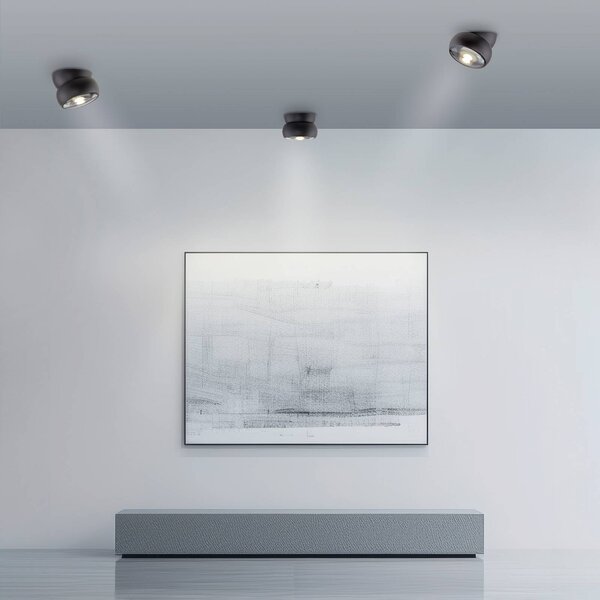 PURE LED stropné bodové svetlá Move, čierny, Ø 12 cm, kov/sklo, Čierna, Obývacia izba / jedáleň, kov, Moderný