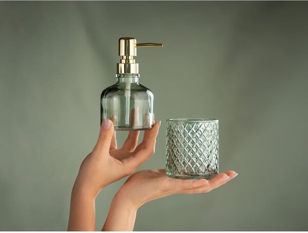 Sklenený dávkovač mydla v mentolovej farbe 200 ml Atessa – Wenko