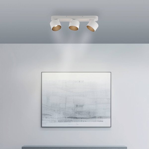 PURE LED stropné bodové svetlá Cup, biely, dĺžka 56 cm, kov, 3-pl., Biela / opálová, Obývacia izba / jedáleň, kov, Moderný, Stropné svetlo