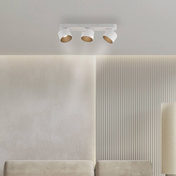 PURE LED stropné bodové svetlá Cup, biely, dĺžka 56 cm, kov, 3-pl., Biela / opálová, Obývacia izba / jedáleň, kov, Moderný, Stropné svetlo