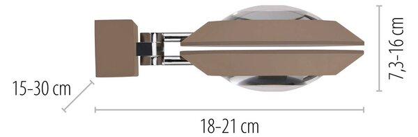 PURE LED nástenné svetlo Oculis, bronzová, 30 cm, železo, 2-pl., Hnedá / staromosadz, Obývacia izba / jedáleň, Moderný, Nástenné svietidlo