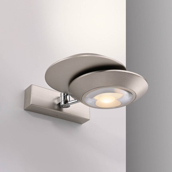 PURE LED nástenné svetlo Oculis, strieborná, 30 cm, železo, 2-pl., Chrómová / strieborná, Obývacia izba / jedáleň, Moderný, Nástenné svietidlo