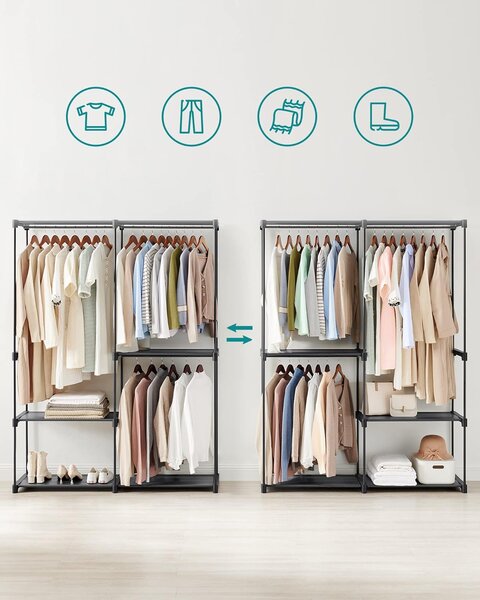 SONGMICS Otvorená šatníková skriňa Garment čierna