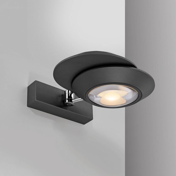 PURE LED nástenné svetlo Oculis, čierna, 30 cm železo/sklo, 2-pl., Čierna, Obývacia izba / jedáleň, Moderný, Nástenné svietidlo