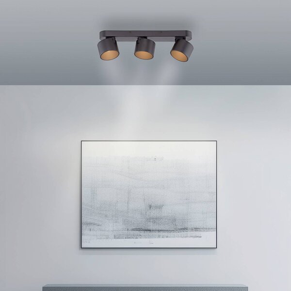 PURE LED stropné bodové svetlá Cup, čierny, dĺžka 56 cm, kov 3-pl., Čierna, Obývacia izba / jedáleň, kov, Moderný, Stropné svetlo