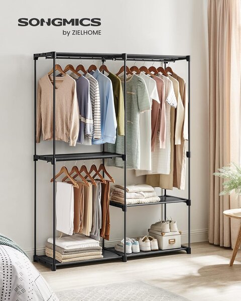 SONGMICS Otvorená šatníková skriňa Garment čierna
