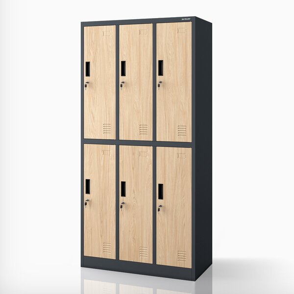 Šatníková skriňa BHP antracitová / dub sonoma, 6-dverová: Eco Design IGOR, 900 x 1850 x 450 mm