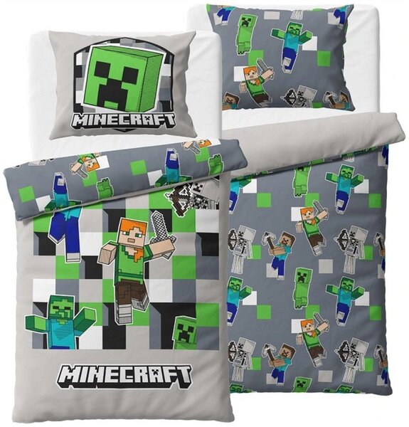 Obojstranné bavlnené posteľné obliečky Minecraft World - 100% bavlna - 70 x 90 cm + 140 x 200 cm