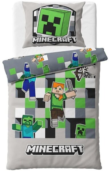 Obojstranné bavlnené posteľné obliečky Minecraft World - 100% bavlna - 70 x 90 cm + 140 x 200 cm