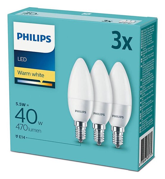 Sada 3x LED Žiarovka Philips E14/5,5W/230V 2700K