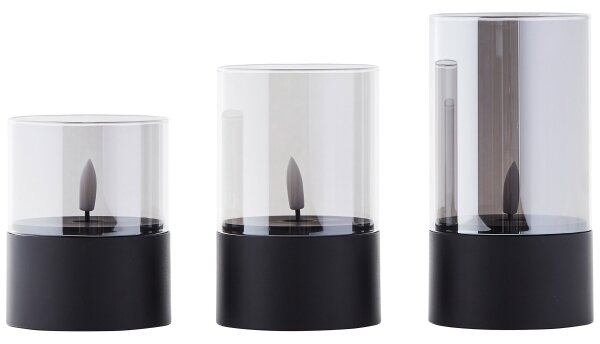 Brilliant - SADA 3x LED sviečok BOUGIE LED/2xAA IP44 čierna/dymová