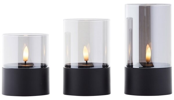 Brilliant - SADA 3x LED sviečok BOUGIE LED/2xAA IP44 čierna/dymová